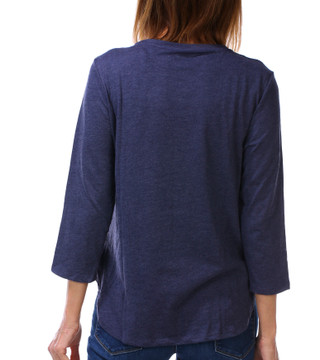 Thumbnail 2: Caribbean Joe Women's 3/4 Sleeve Crew Neck Embroidered Palm Top  