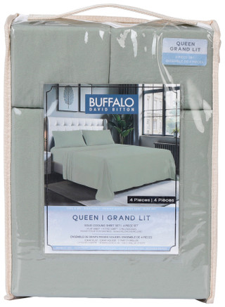 Thumbnail 3: Buffalo David Bitton Solid Cooling Sheet Set - Sage, 4 Piece 