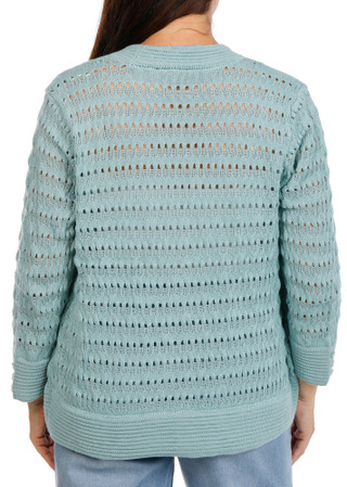 Thumbnail 2: Cyrus Women's Plus 3/4 Sleeve Pointelle Cardigan  