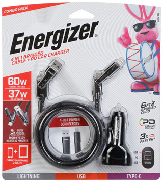 Thumbnail 2: Energizer 4 In 1 Braided Cable + PD Car Charger 