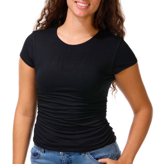 Thumbnail 2: SINCERELY JULES Juniors Short Sleeve Side Ruche Top 