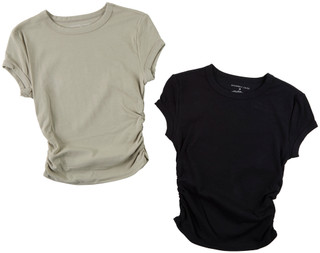 Thumbnail 2: SINCERELY JULES Juniors 2 Pk Short Sleeve Ribbed Crew Neck Tee  