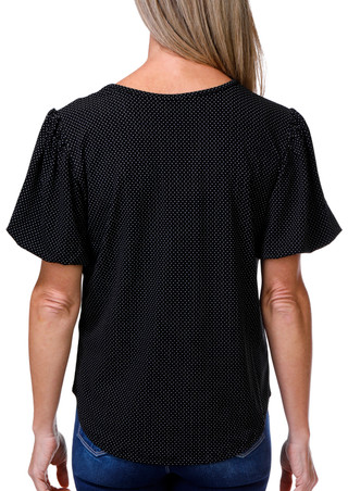Thumbnail 1: Adrianna Papell Women's Dotted Crepe Bubble Sleeve Top 
