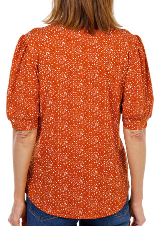 Thumbnail 1: Adrianna Papell Women's Short Sleeve Print Button Front Top 