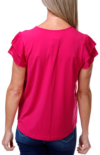 Thumbnail 1: Adrianna Papell Women's Pleated Sleeve Woven V Neck Top 