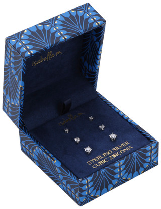 Thumbnail 1: ISABELLA M 3 Pc Sterling Silver CZ Stud Set  