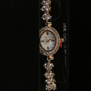 Thumbnail 1: Danecraft Women's Gold Plated CZ Oval Watch  