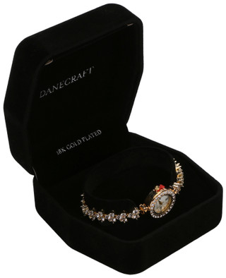 Thumbnail 2: Danecraft Women's Gold Plated CZ Oval Watch  