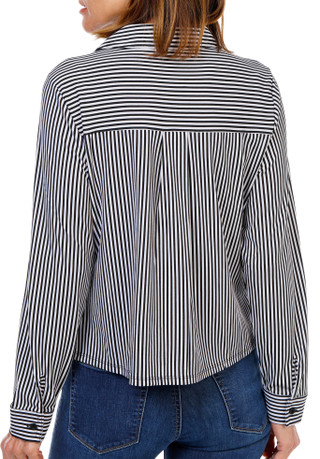 Thumbnail 3: Adrianna Papell Women's Long Sleeve Striped Button-Front Top 
