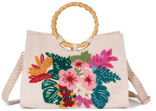 Thumbnail 3: SOL AND MER Beaded Tropical Flower Tote Bag with Round Handle 