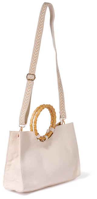 Thumbnail 4: SOL AND MER Beaded Tropical Flower Tote Bag with Round Handle 