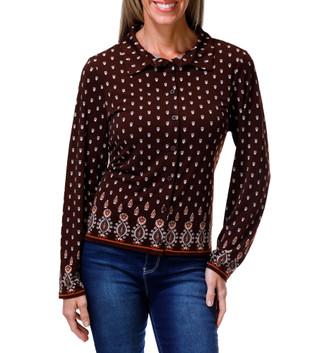 Thumbnail 1: Adrianna Papell Women's Long Sleeve Tulip Crepe Button Down Top 