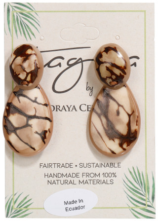 Thumbnail 1: TAGUA Handmade Tagua Palm Nut Cafe Con Leche Octavia Earrings  