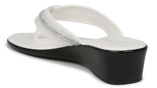 Thumbnail 2: Italian Shoemakers Women's White Gem Thong Wedge Sandals 