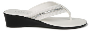 Thumbnail 3: Italian Shoemakers Women's White Gem Thong Wedge Sandals 