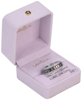 Thumbnail 2: ISABELLA M Sterling Silver Cubic Zirconia Aqua Eternity Ring 