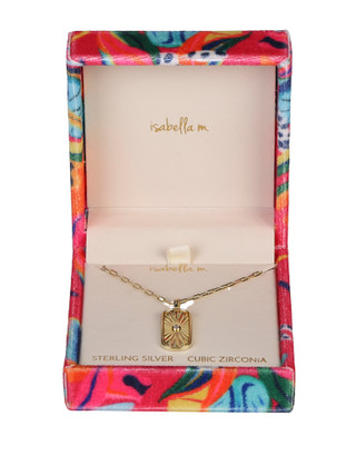 Thumbnail 1: ISABELLA M Women's Cubic Zirconia Sunburst Pendant Necklace 