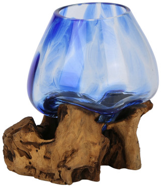 Thumbnail 2: Chesapeake Bay 9x8x10 Glass Bowl w/ Driftwood Base  