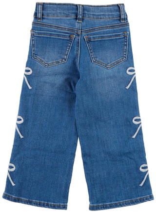 Thumbnail 2: BADGLEY MISCHKA Little Girl's Wide Leg Bow Jeans  