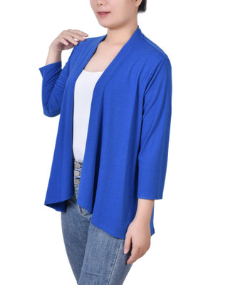 Thumbnail 3: NY COLLECTION NY Collection Womens Solid 3/4 Sleeve Cardigan 