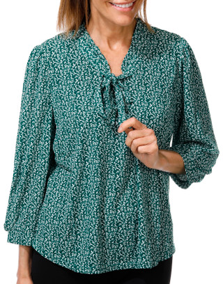 Thumbnail 3: Adrianna Papell Women's 3/4 Sleeve Print Tie Neck Top 