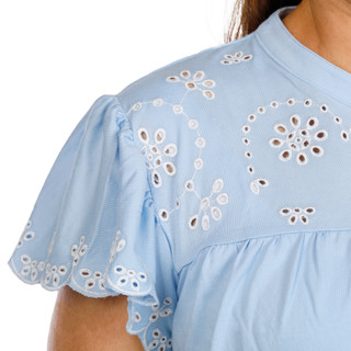 Thumbnail 1: Chelsea & Theodore Plus Eyelet Embroidered Button Front Top 