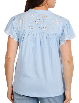Thumbnail 3: Chelsea & Theodore Plus Eyelet Embroidered Button Front Top 