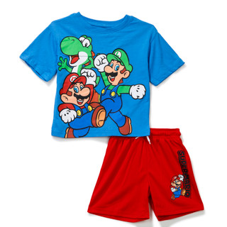 Thumbnail 2: Super Mario Little Boys 2 Pc Mario Shorts Set  