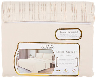 Thumbnail 2: Buffalo 4 Pc Pintuck Sheet Selection-Beige 
