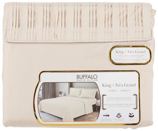 Thumbnail 4: Buffalo 4 Pc Pintuck Sheet Selection-Beige 