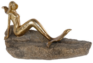 Thumbnail 4: Contrast Resin Mermaid Rock Figurine 