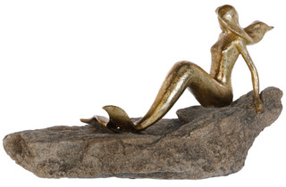 Thumbnail 5: Contrast Resin Mermaid Rock Figurine 