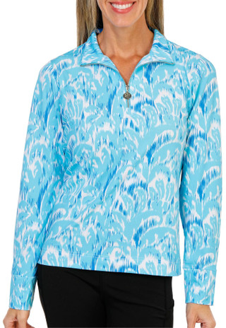 Thumbnail 3: Stella Parker Women's Long Sleeve Print Half Zip Top 