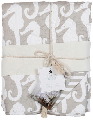 Thumbnail 7: Coastal Living Seahorse Reversible Quilt Set 