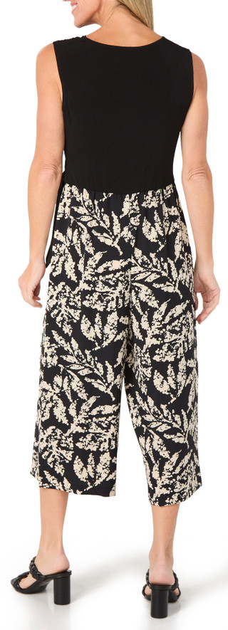 Thumbnail 2: Connected Apparel Women's Sleeveless Floral Wrap Cropped Jumpsuit 
