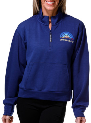 Thumbnail 1: Life is Good Women's Long Sleeve 1/4 Zip Rainbow Scuba Jacket 