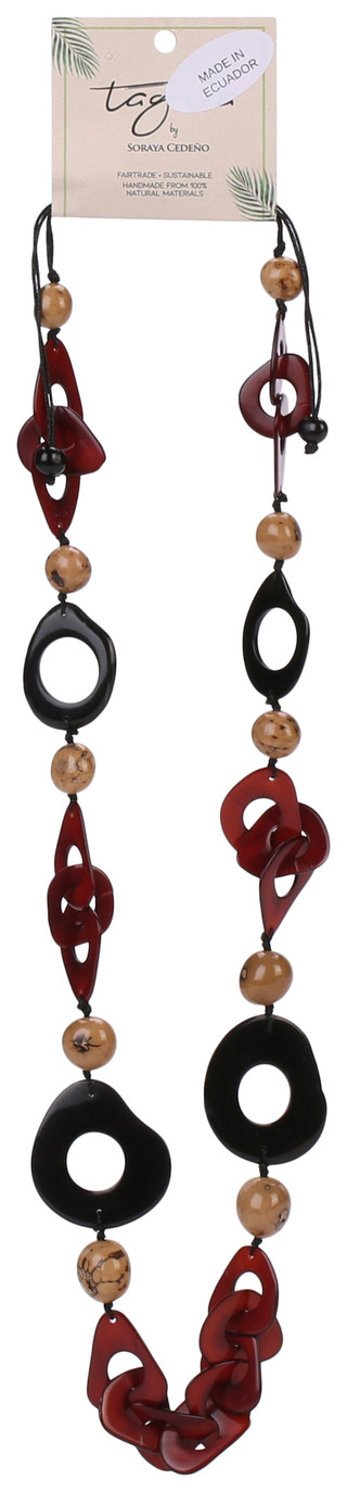 Thumbnail 2: TAGUA Burgundy Aranza Natural Handmade Necklace 