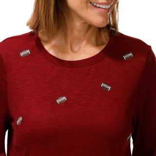 Thumbnail 1: Cupio Women's 3/4 Sleeve Football Slub Crew Neck Top 