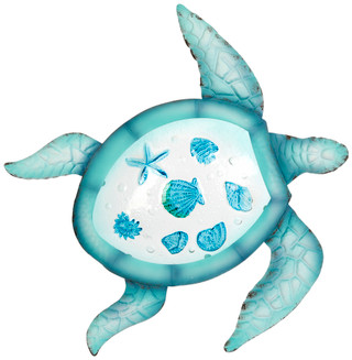 Thumbnail 2: Chesapeake Bay 20 in Metal Glass Inlay Turtle Wall Decor 