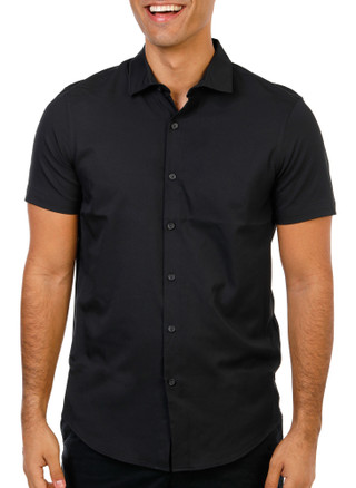 Thumbnail 3: Perry Ellis Men's Short Sleeve Solid Slim Fit Button Up Shirt 