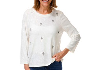 Thumbnail 2: Cupio  Women's 3/4 Sleeve Palm Tree Top 