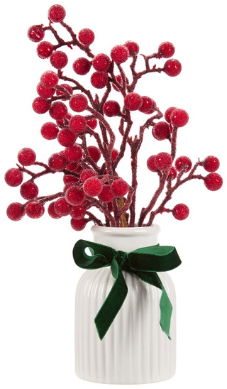 Thumbnail 2: Supreme Silk 12 in Christmas Sugar Berries in White Pot 
