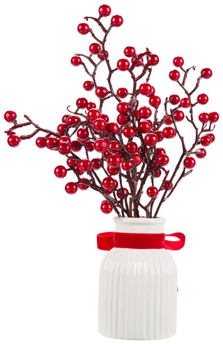 Thumbnail 1: Supreme Silk 12 in Christmas Berries in White Pot 
