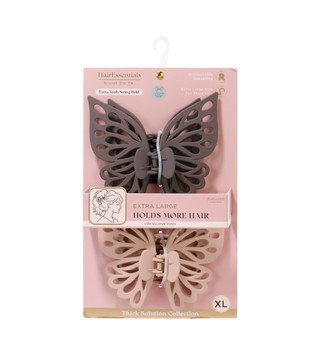 Thumbnail 1: Hair Essentials 2 Pk Extra Large Butterfly Hair Claw Clips 