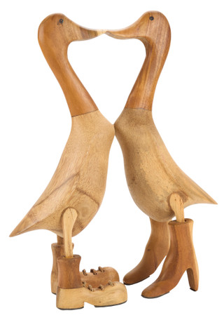 Thumbnail 2: Sagebrook Home 18x15x7 Wooden Love Ducks Figurine  