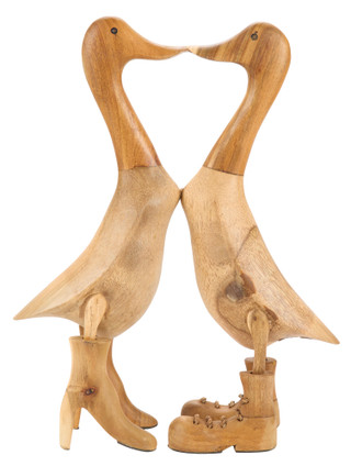 Thumbnail 1: Sagebrook Home 18x15x7 Wooden Love Ducks Figurine  