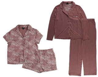 Thumbnail 1: Tahari Women's 4 Pc Leopard Pajama Pants & Shorts Set 