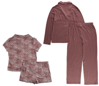 Thumbnail 2: Tahari Women's 4 Pc Leopard Pajama Pants & Shorts Set 