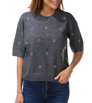 Thumbnail 1: Cece Women's Short Sleeve Embellished Knit Sweater 