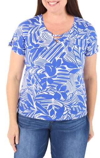 Thumbnail 1: Island Collection by Stella Parker Women's Cut Out V-Neck and Sleeves Top 